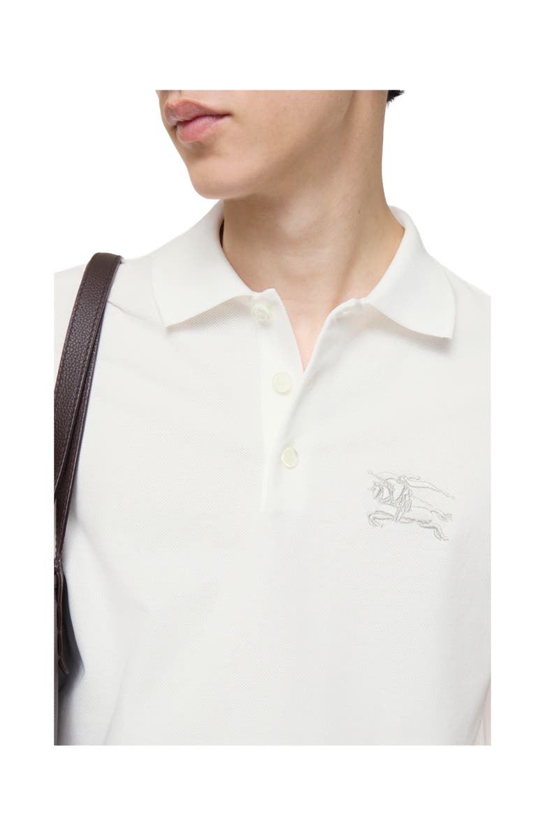 Burberry Metallic EKD Cotton Polo Shirt, Alternate, color, Chalk White
