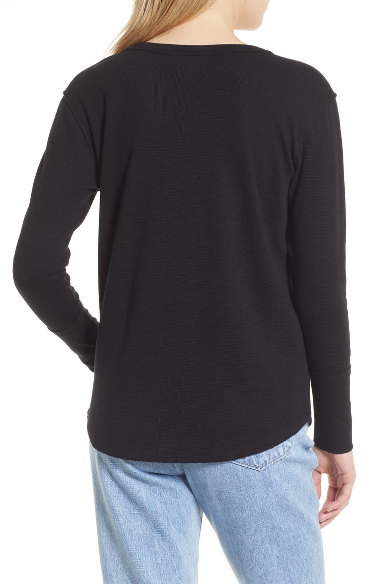 Caslon<sup>®</sup> Scoop Neck Long Sleeve Raw Edge Thermal Top, Alternate, color,