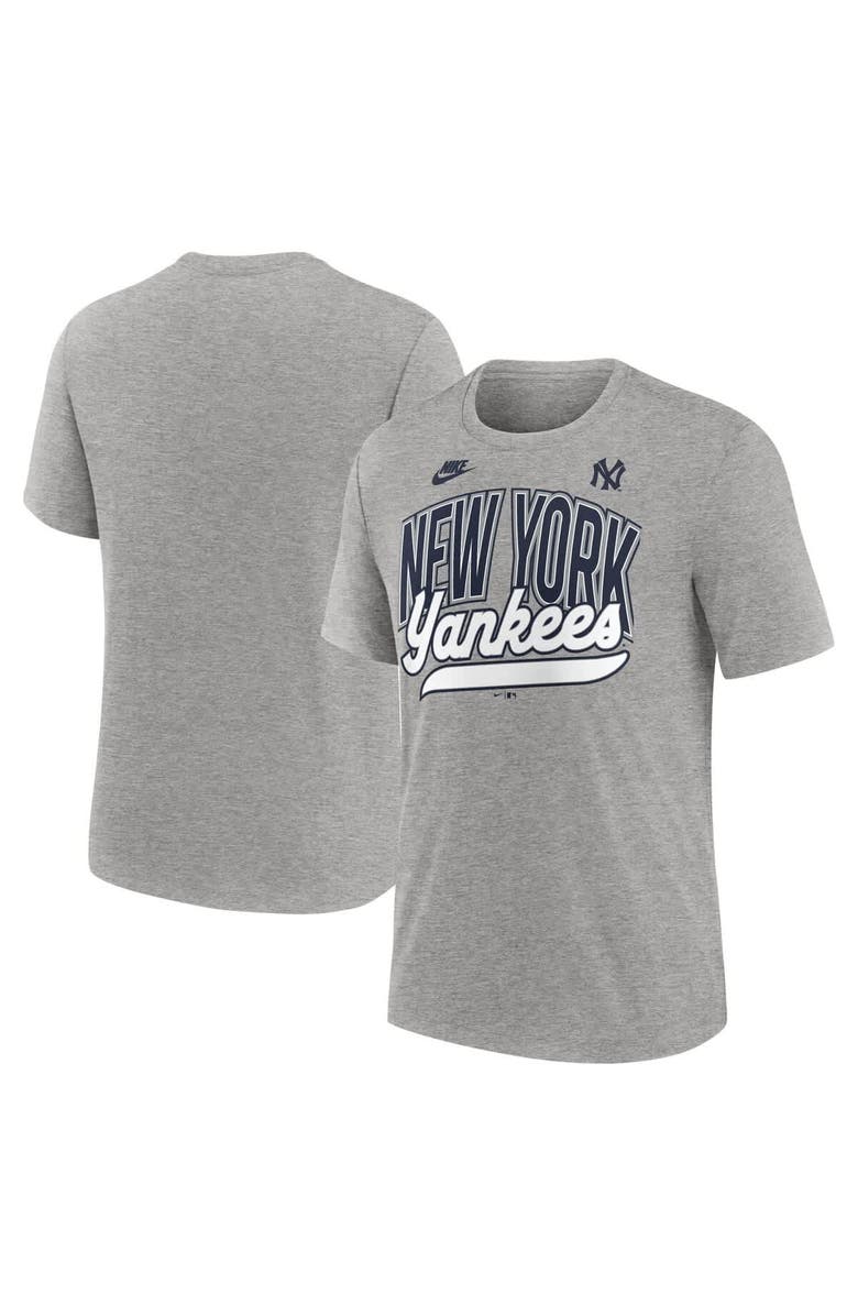 Nike Men's Nike Heather Gray New York Yankees Cooperstown Collection Retro Tri-Blend T-Shirt, Alternate, color, Heather Gray
