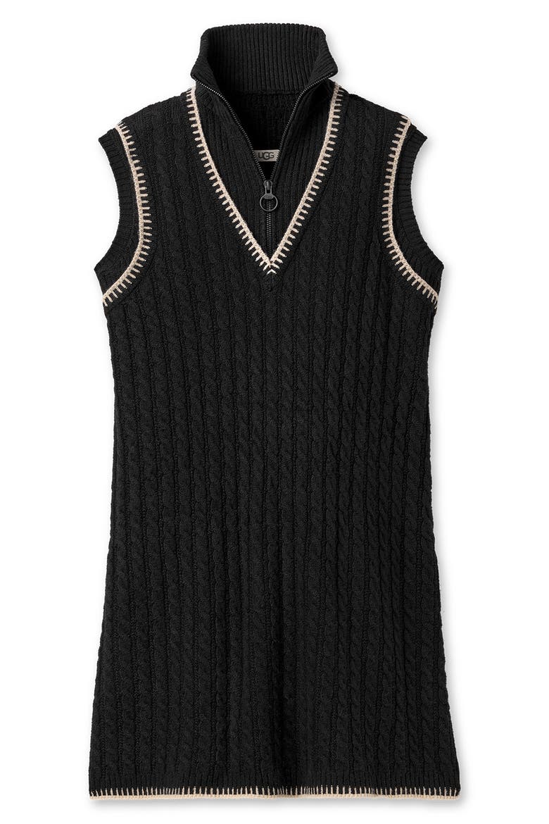 Rylynn Quarter-Zip Sleeveless Minidress, Alternate, color, BLACK