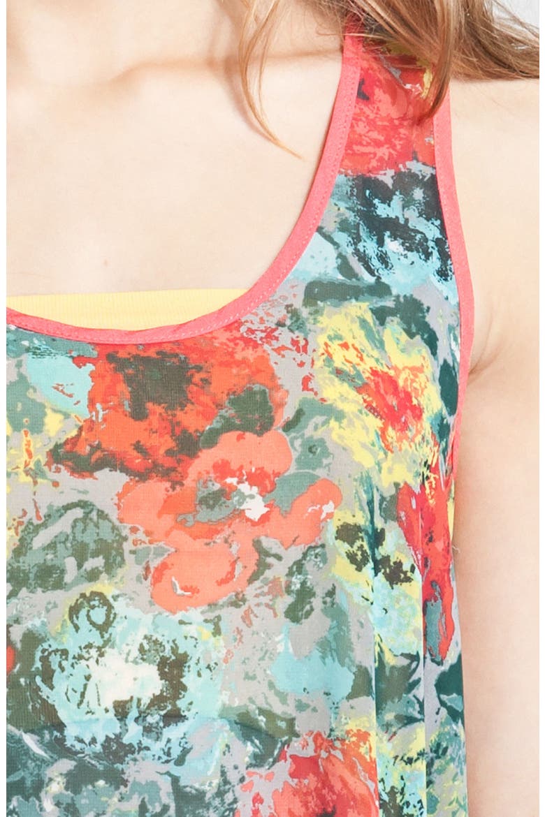 Lush Split Back Print Chiffon Tank, Alternate, color, GREEN