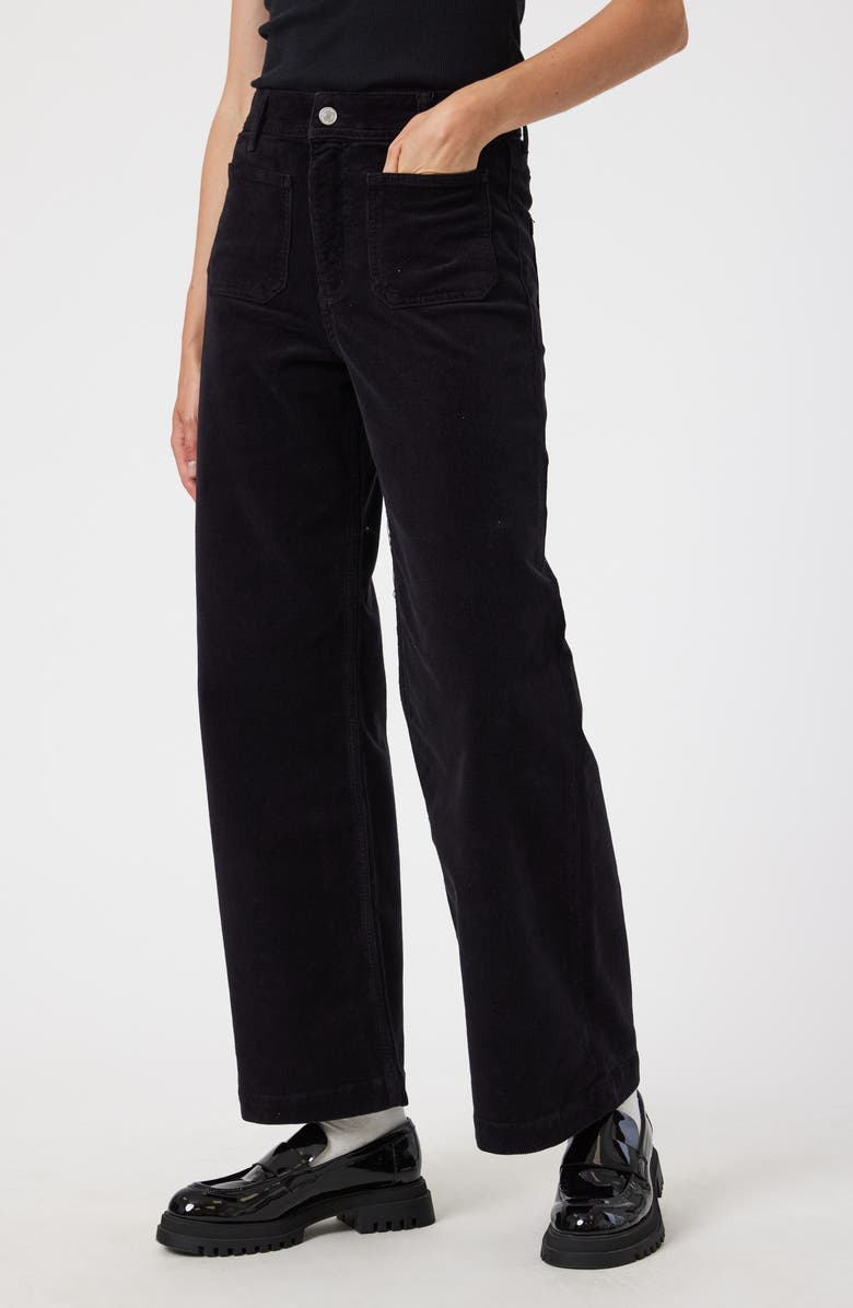 Mavi Jeans Paloma Marine High Waist Wide Leg Corduroy Pants, Alternate, color, Black Cord