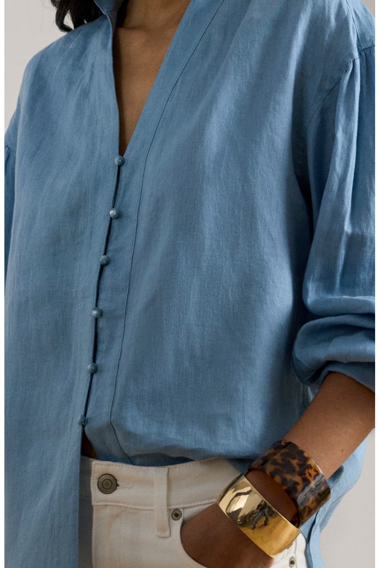 Relaxed Fit Linen Button-Up Shirt, Alternate, color, BLUE NOTE
