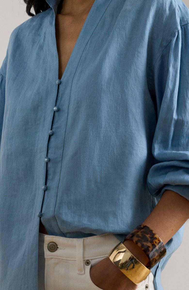 Lauren Ralph Lauren Relaxed Fit Linen Button-Up Shirt, Alternate, color, Blue Note