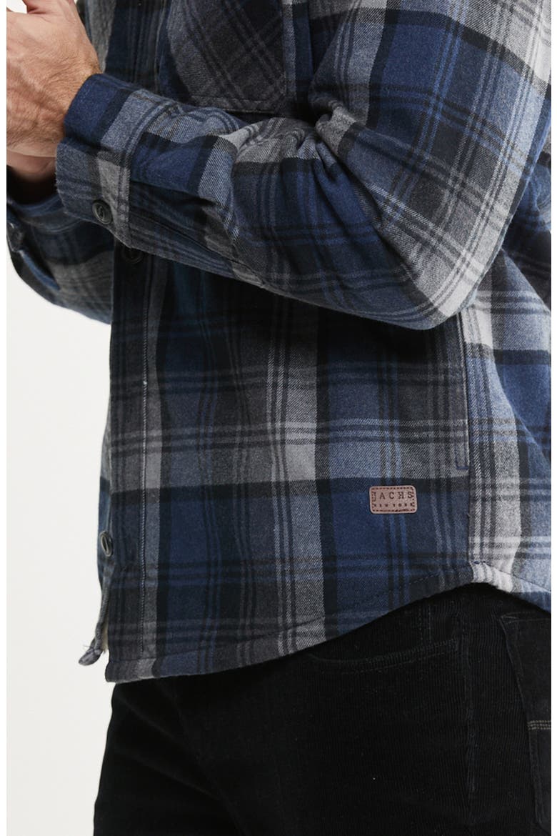 Plaid Flannel Shirt Jacket with Faux Fur Lining, Main, color, PLAID NAVY