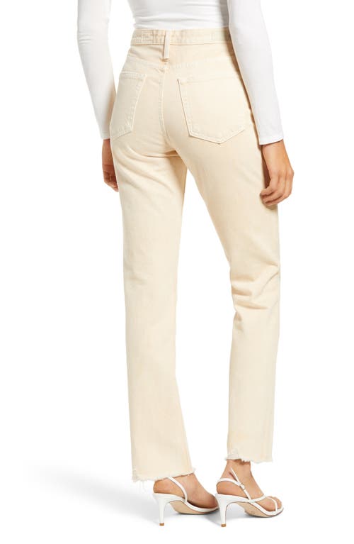 AG HIGH WAIST RAW HEM STRAIGHT LEG JEANS