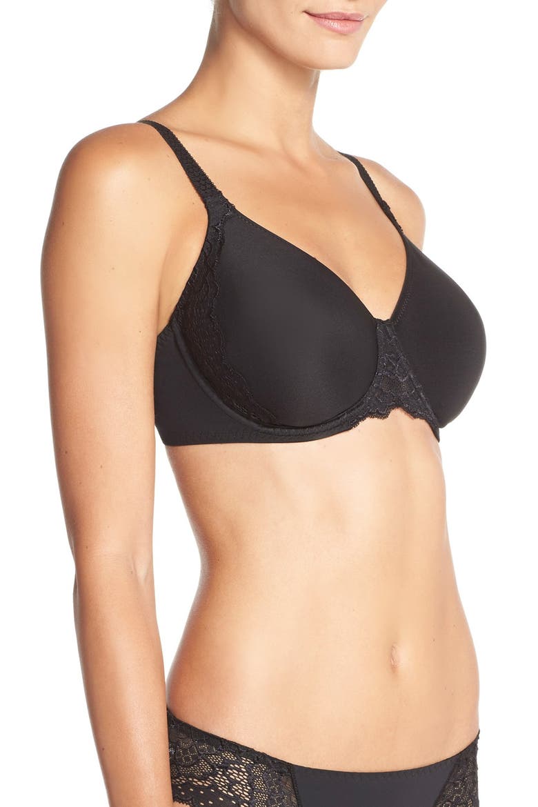 Caresse Underwire Minimizer Bra, Alternate, color, BLACK