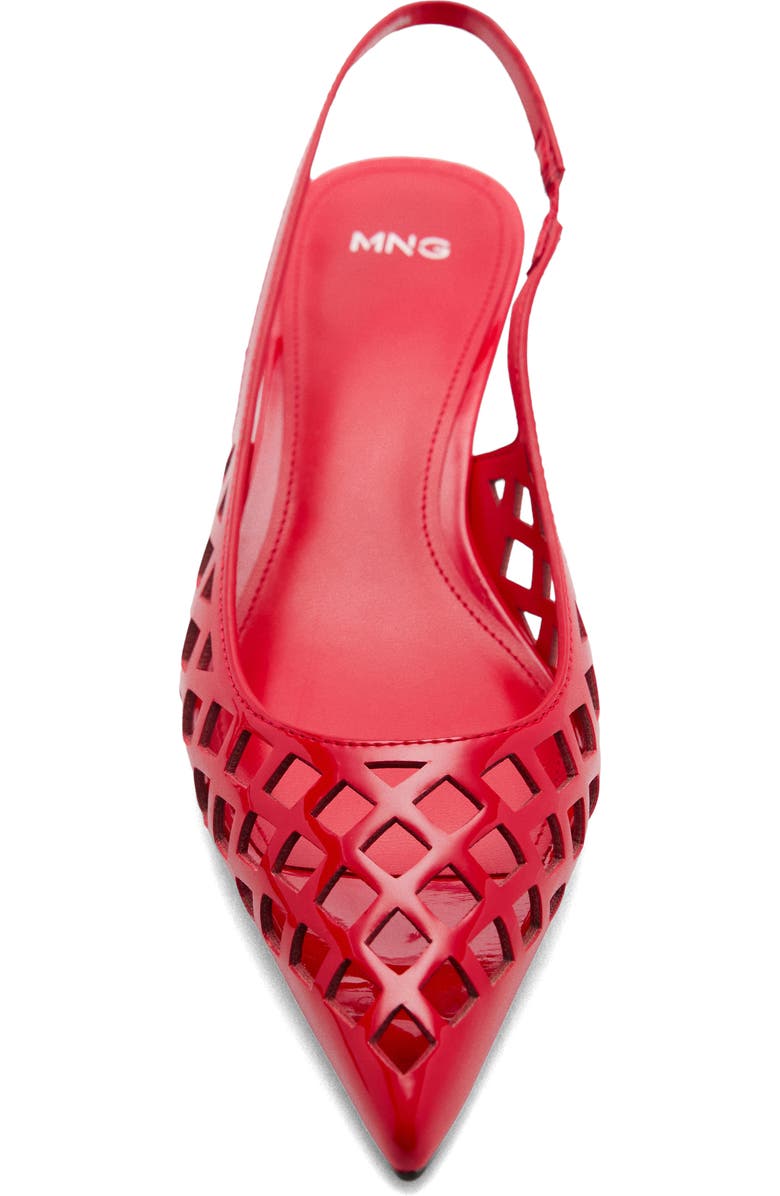 MANGO Laser Cut Pointed Toe Slingback Pump, Alternate, color, Red