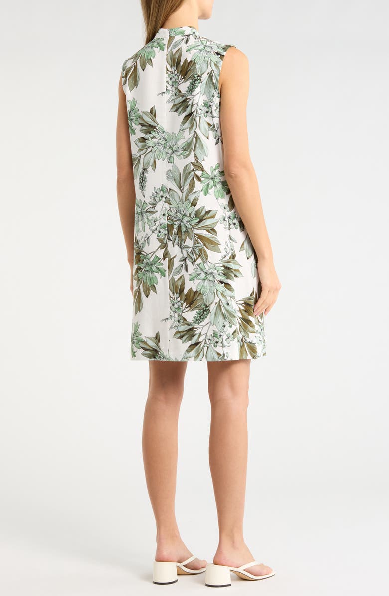 Connected Apparel Pleat Front Floral Print Babydoll Dress, Alternate, color, Sage