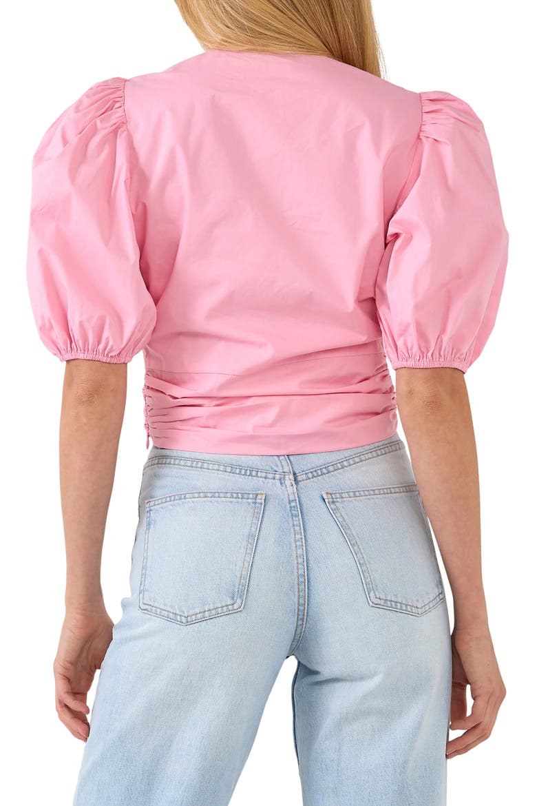 Puff Sleeve Crop Top, Alternate, color, PINK