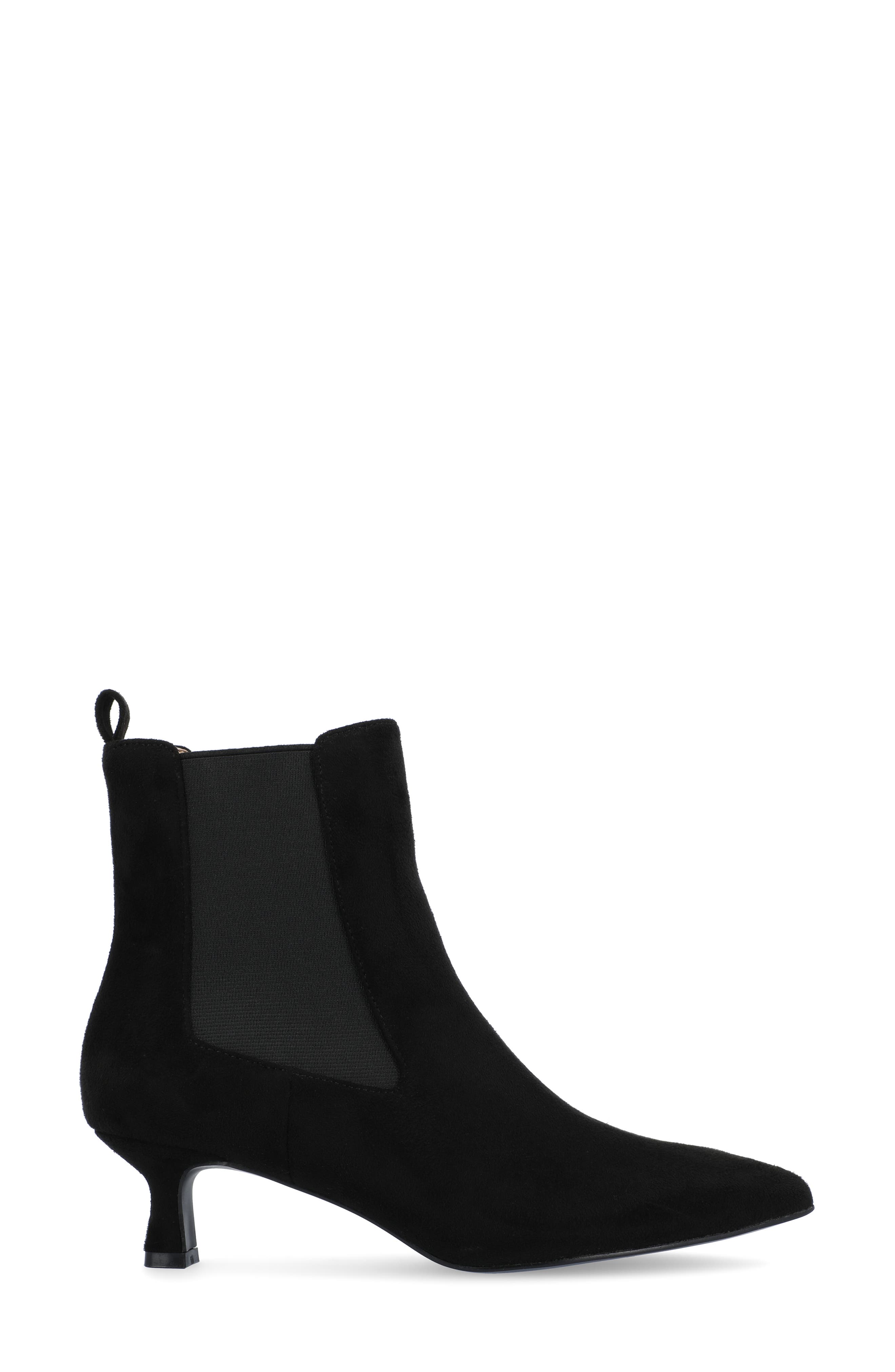 Journee Collection Pointed-Toe Vegan Leather Bootie, Alternate, color, Black