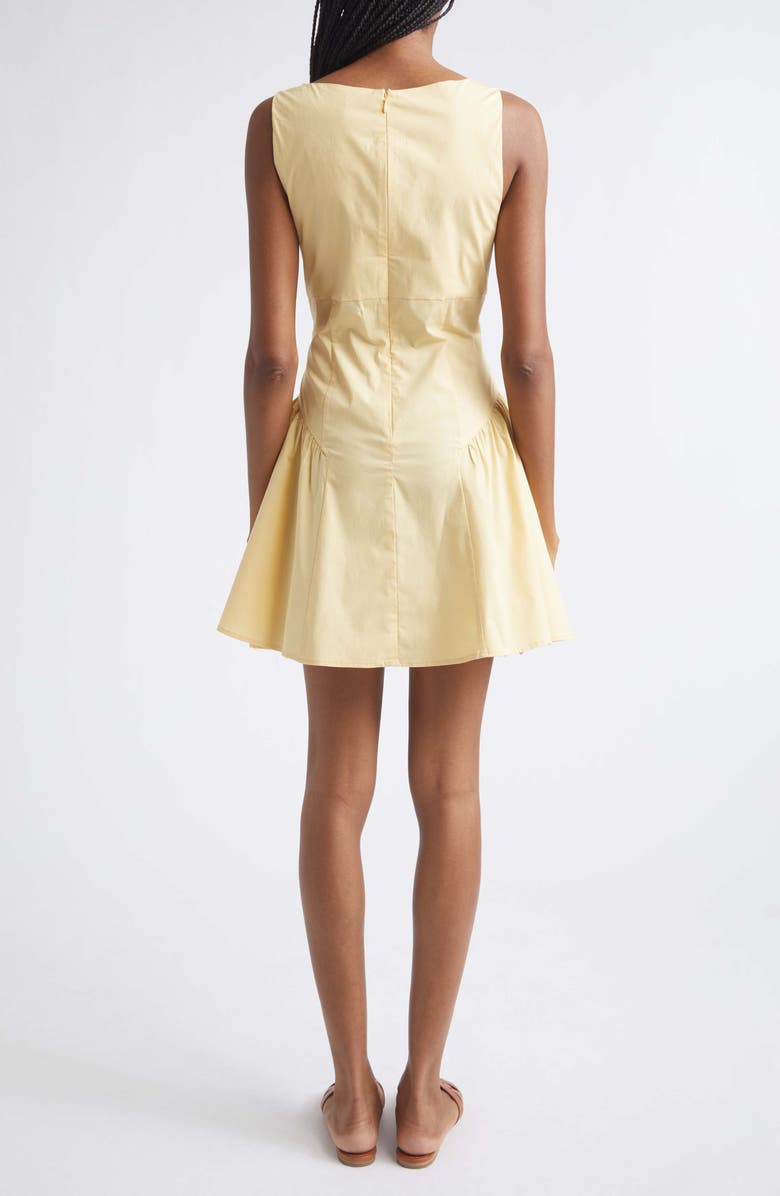 STAUD Gwen Pleated Drop Waist Minidress, Alternate, color, Butter
