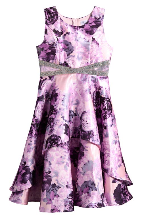 LOVE, NICKIE LEW Kids' Floral Rhinestone Party Dress in Blush Multi 