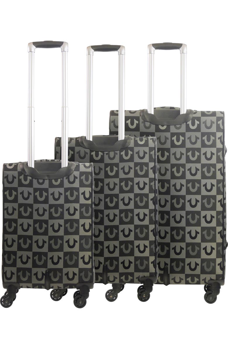 True Religion Soft Sided 3 pc checkered spinner Luggage Set, Alternate, color,