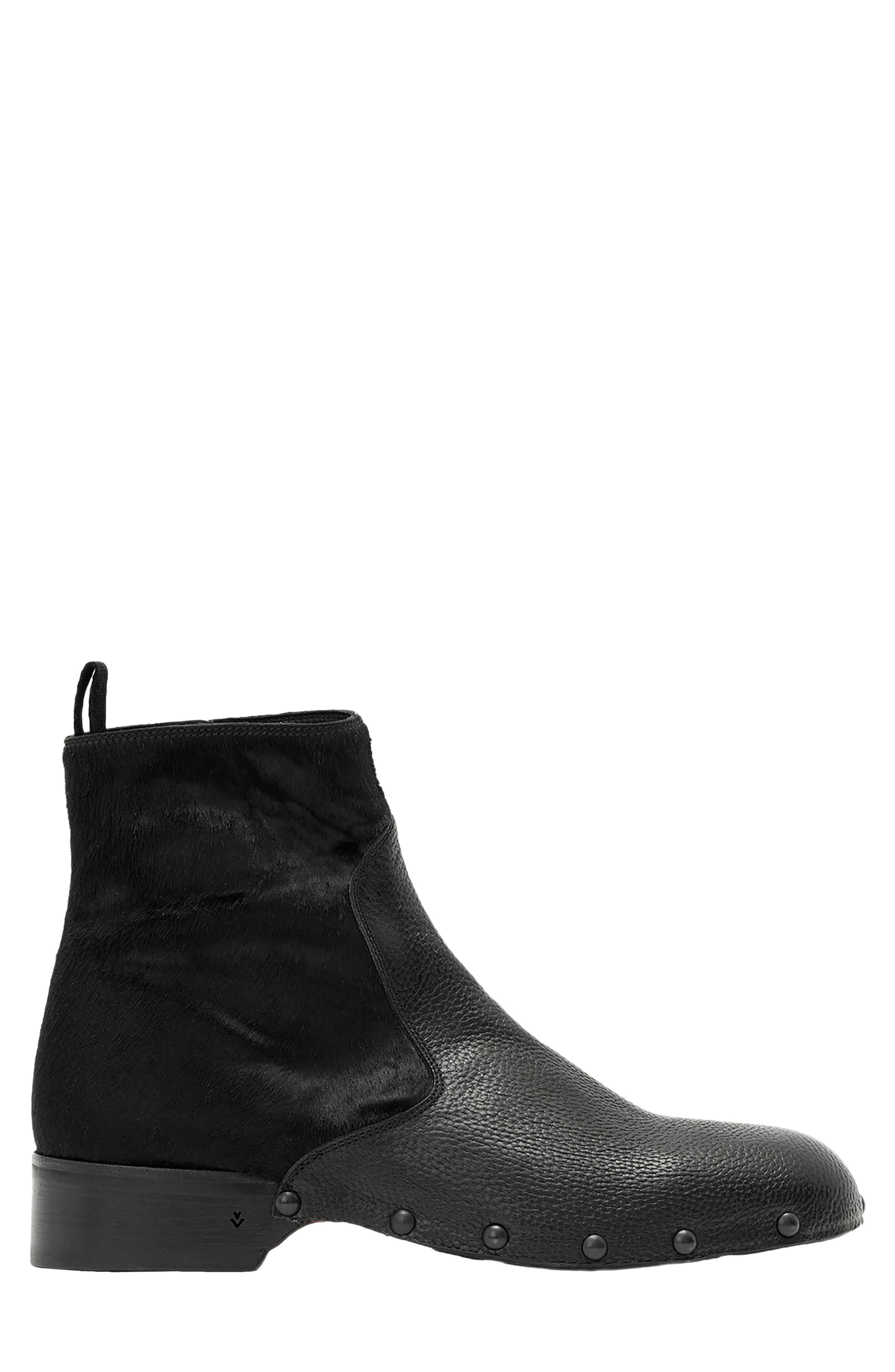 Verlaine Calf Hair Zip Boot, Alternate, color, BLACK