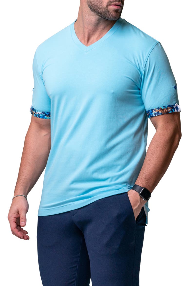 Vivaldi Solid Camolight Blue V-Neck T-Shirt, Alternate, color, BLUE
