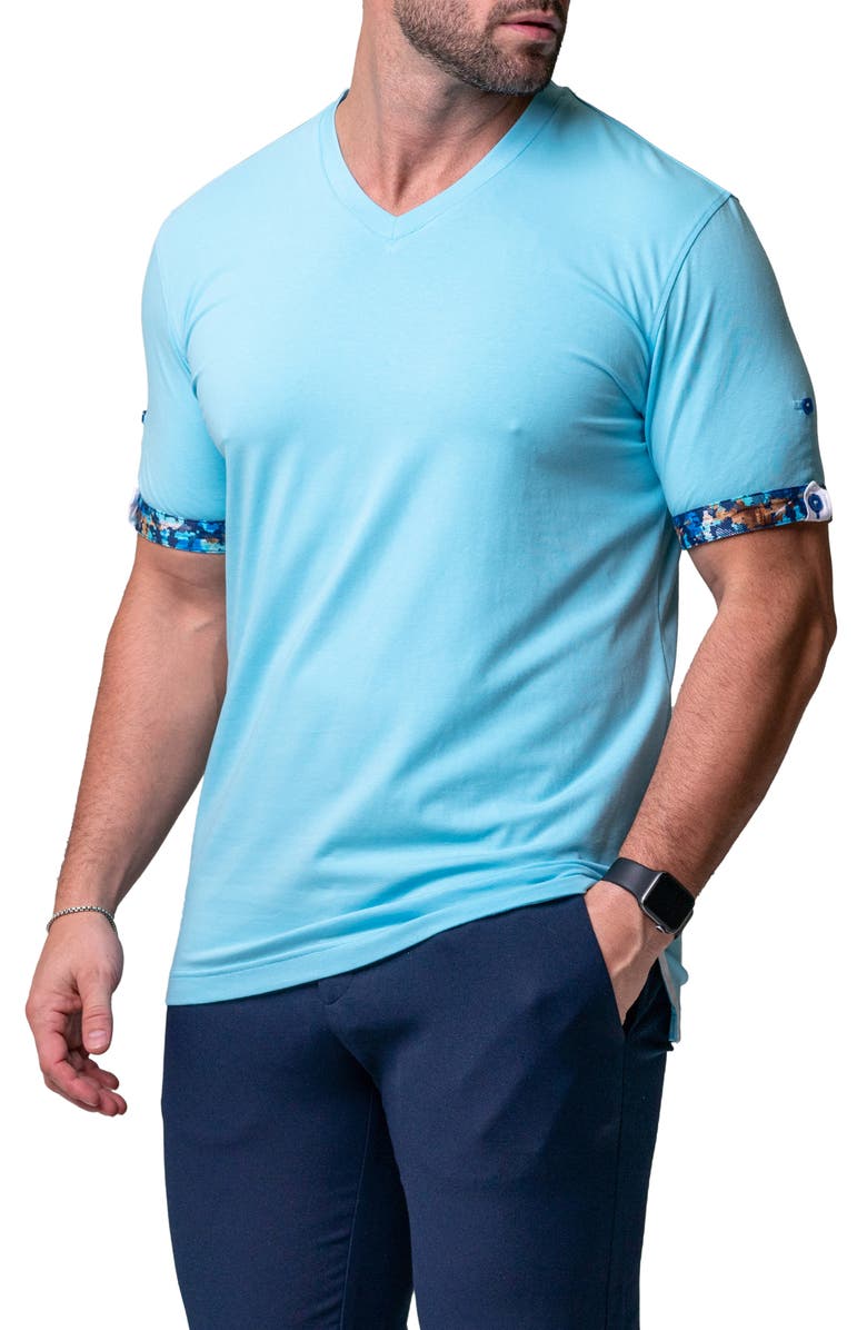 Maceoo Vivaldi Solid Camolight Blue V-Neck T-Shirt, Alternate, color, Blue