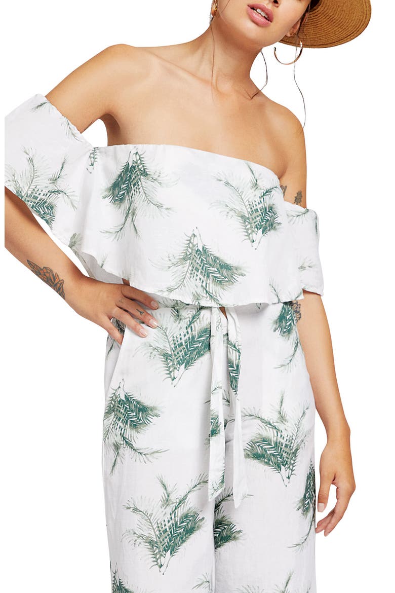 Tropi Twist Off the Shoulder Crop Top, Main, color, WHITE