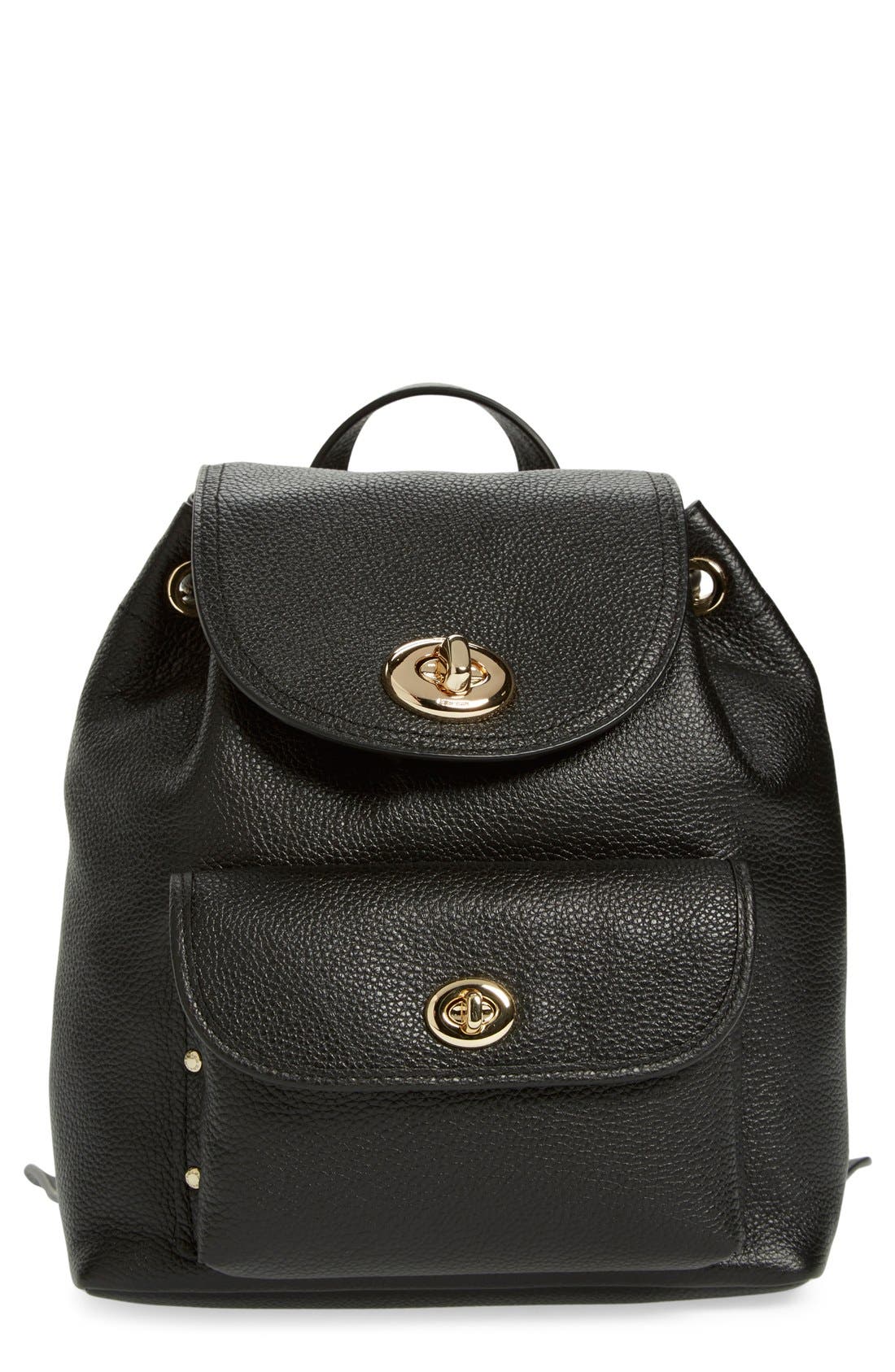 COACH 'Mini' Pebbled Leather Rucksack, Main, color, 
