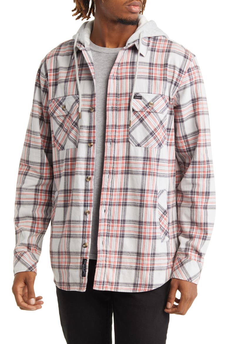Ranchero Flannel Button-Up Hooded Shirt, Main, color, ZEN BLUE