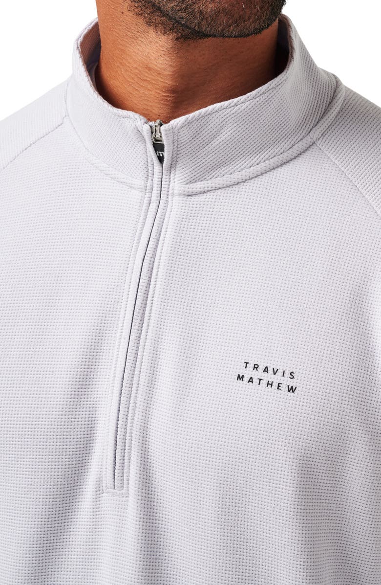 TravisMathew Thermal Quarter Zip Pullover, Alternate, color, Heather Light Grey