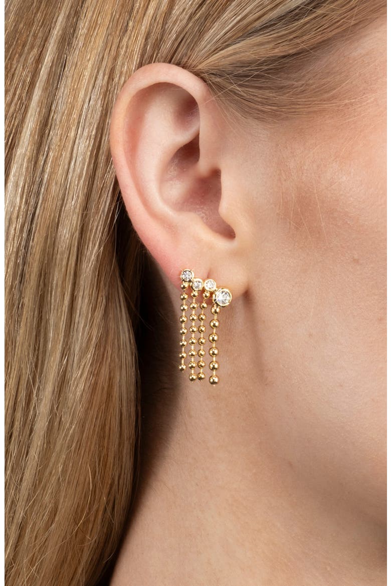 Asterales Cubic Zirconia Bubble Fringe Climber Earrings, Alternate, color, STONES