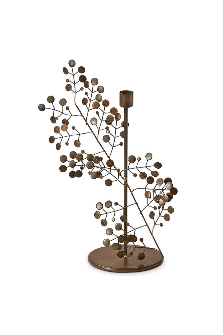 Tarin Large Brown Iron Taper Candle Holder for Everyday Use, Main, color, Brown