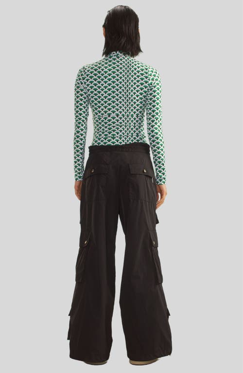 Cynthia Rowley Base Layer Turtleneck In Green/white