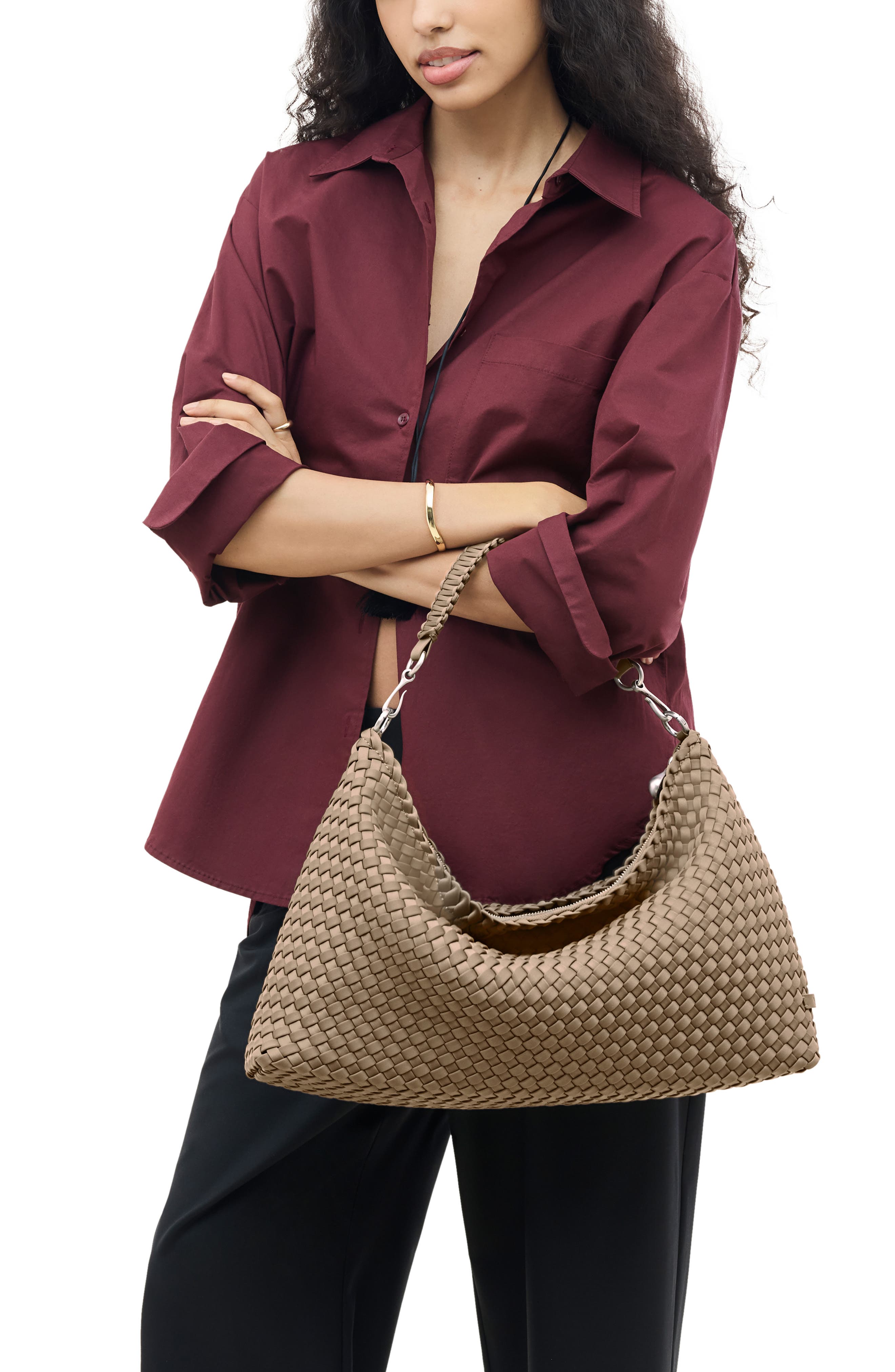 Medium Porto Half Moon Shoulder Bag, Alternate, color, CASHMERE
