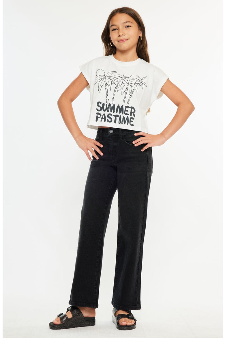 Coralynne High Rise Wide Leg Kids Jeans, Alternate, color, Black