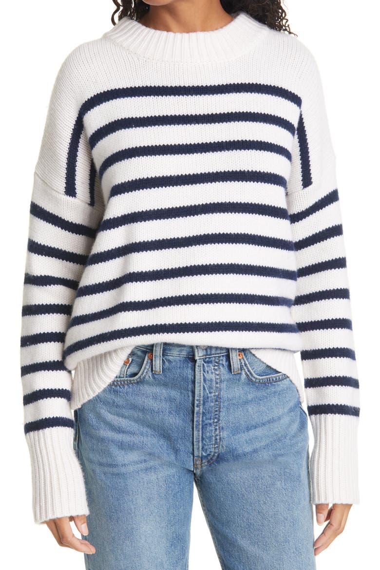 Marin Wool & Cashmere Sweater, Main, color, CREAM/ NAVY