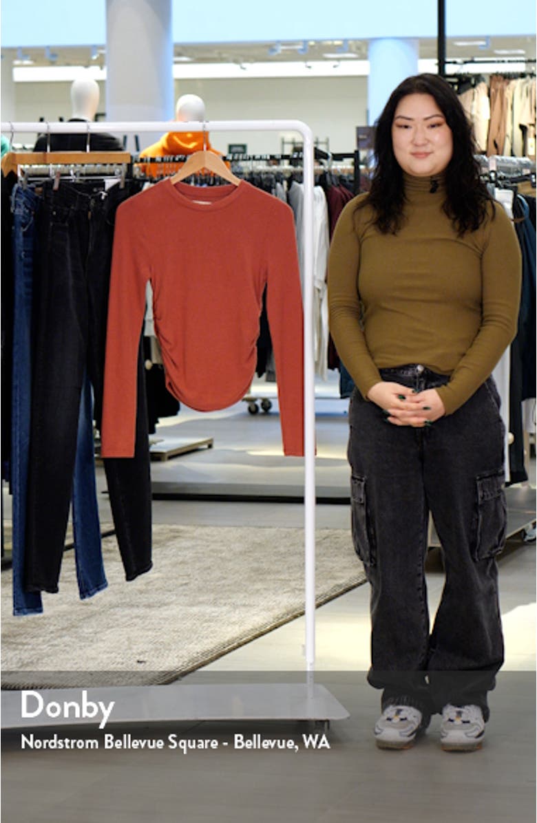 Long Sleeve Ruched Brushed Jersey Top, sales video thumbnail