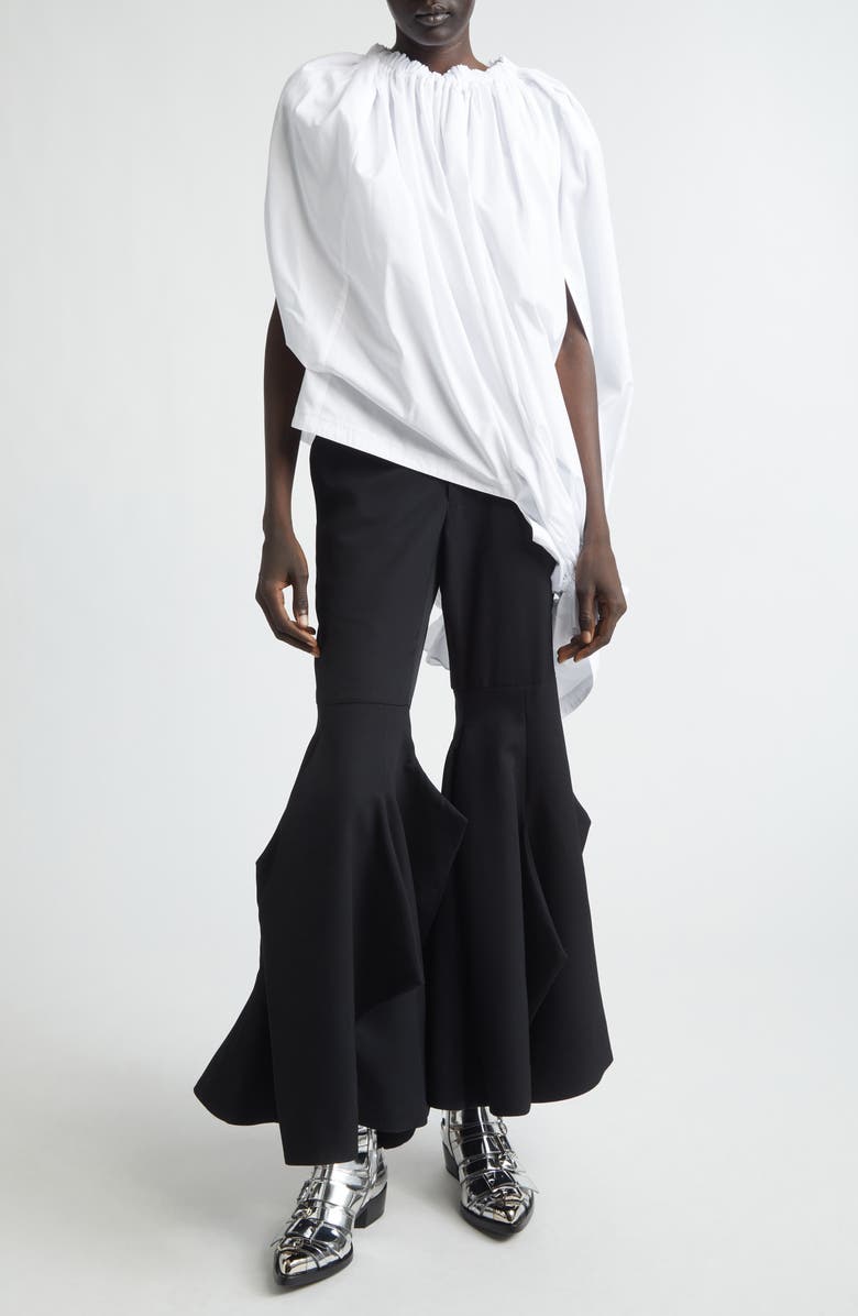 Comme des Garçons Gathered Cotton Broadcloth Cocoon Top, Alternate, color, White