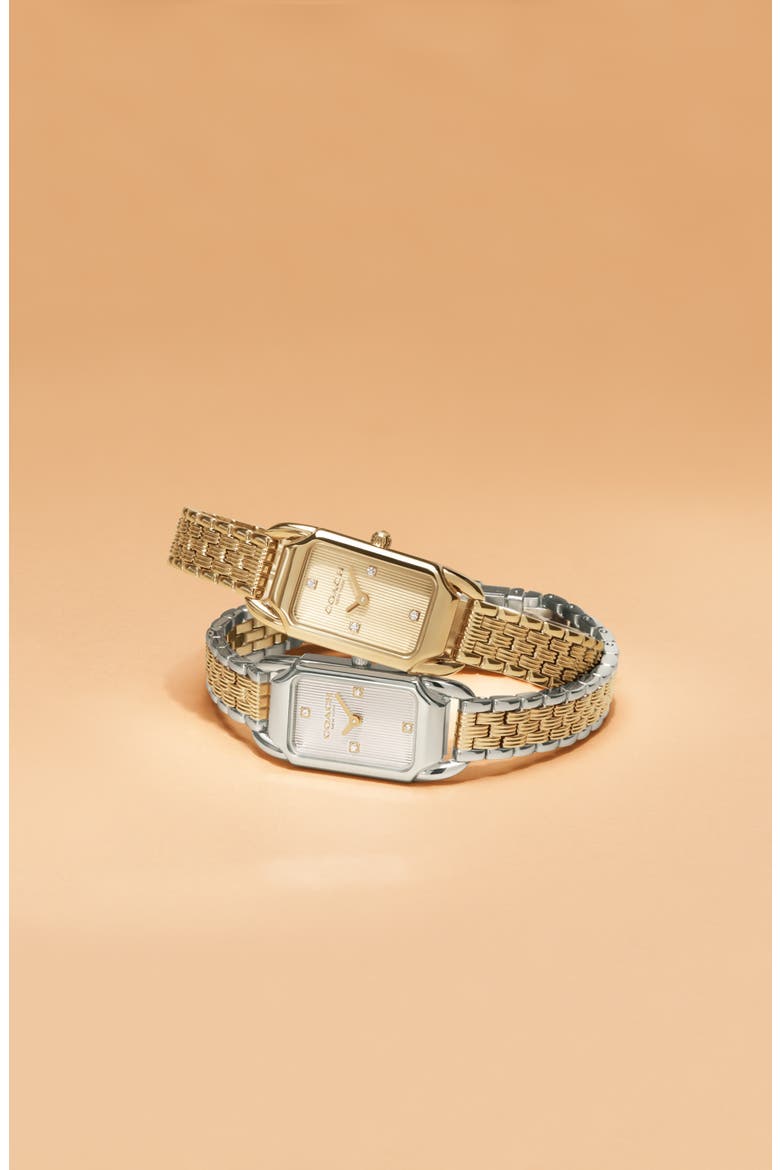 Cadie Rectangular Bracelet Watch, 17.5mm x 28.5mm, Alternate, color, SILVER GOLD