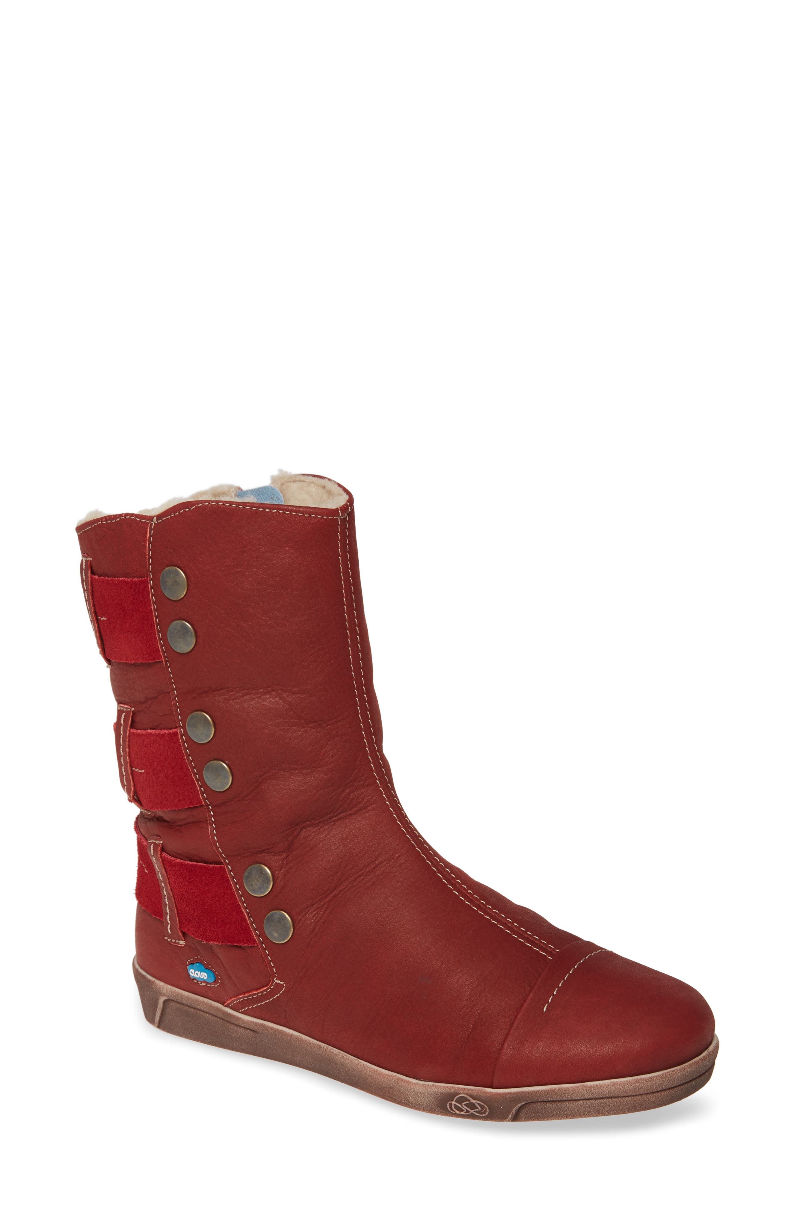 Amber Wool Lined Bootie, Main, color, RED LEATHER