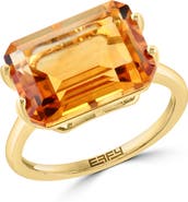 EFFY 14K Yellow Gold Citrine Emerald Cut Solitaire Statement Ring
