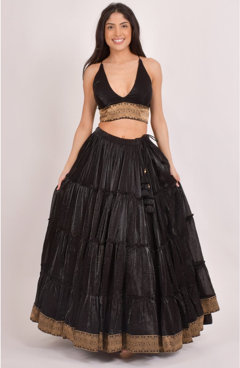 RAAS Ciara Tiered Shimmer Lehenga Choli, Alternate, color, Black