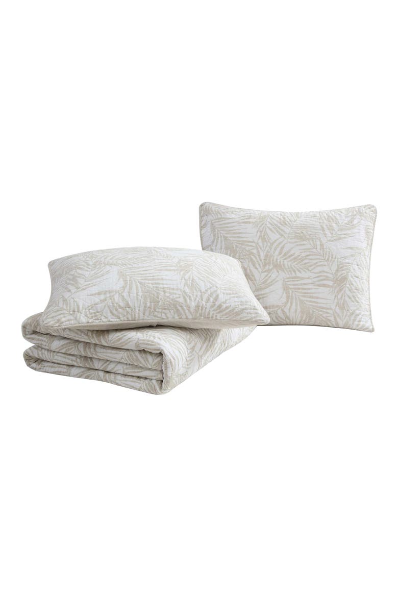 Palm Day Cotton Quilt & Sham Set, Main, color, SAND