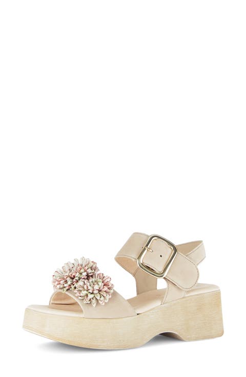Raffia Appliqué Platform Sandal (Women)