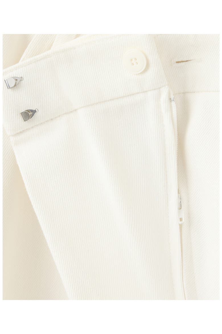 Asymmetrical Waistband Cotton Wide Leg Pants, Alternate, color, WHITE