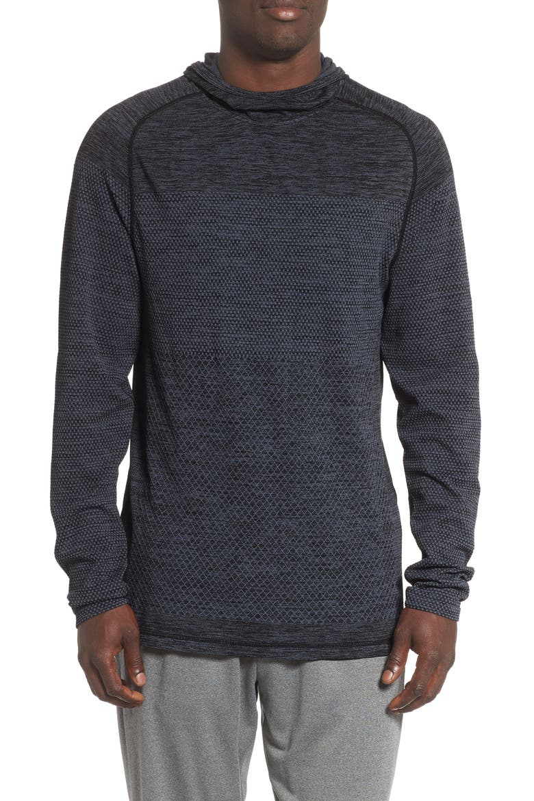 Seamless Performance Pullover Hoodie, Main, color, BLACK OXIDE MELANGE