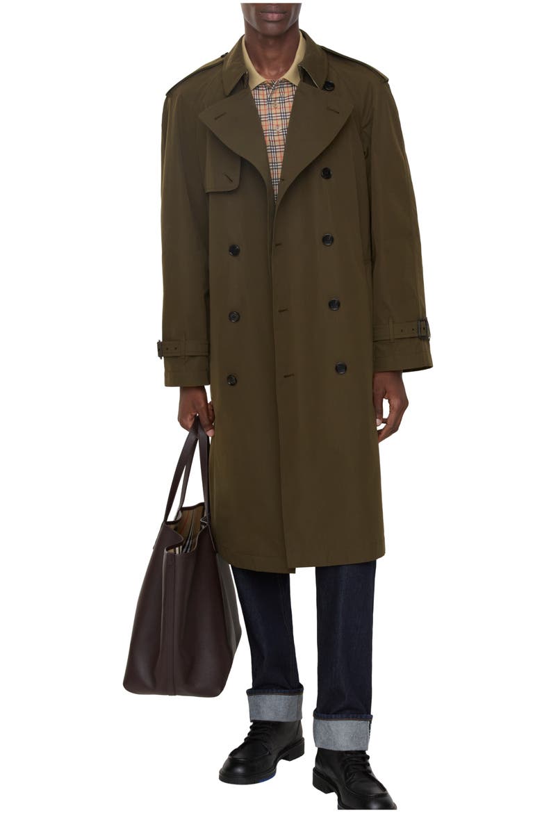Long Lightweight Cotton Trench Coat, Main, color, Marsh green