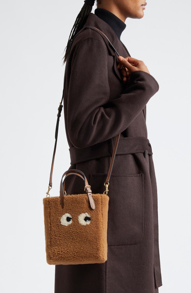 Anya Hindmarch Mini Eyes North/South Shearling Crossbody Tote, Alternate, color,