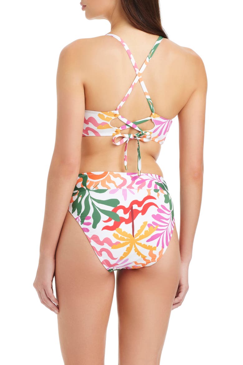 Abstract Print High Leg Bikini Bottoms, Alternate, color, WHITE MULTI
