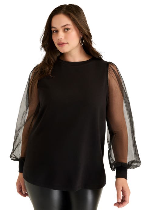 Puff-Sleeve French Terry Sweatshirt (Plus Available)