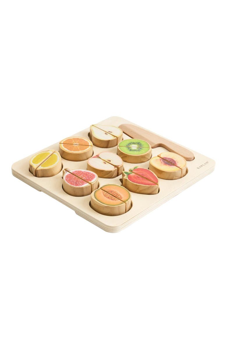 Kaplan Early Learning Company Wooden Slice & Match Fruit Puzzle, Alternate, color, Beige