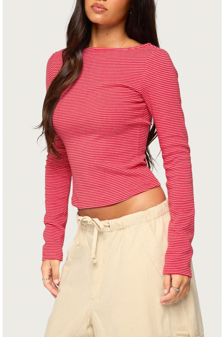 Loria Striped Boat Neck Top, Alternate, color, RED-AND-WHITE