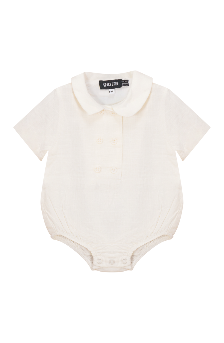 Space Grey Woven Buttoned Romper, Main, color, Off White