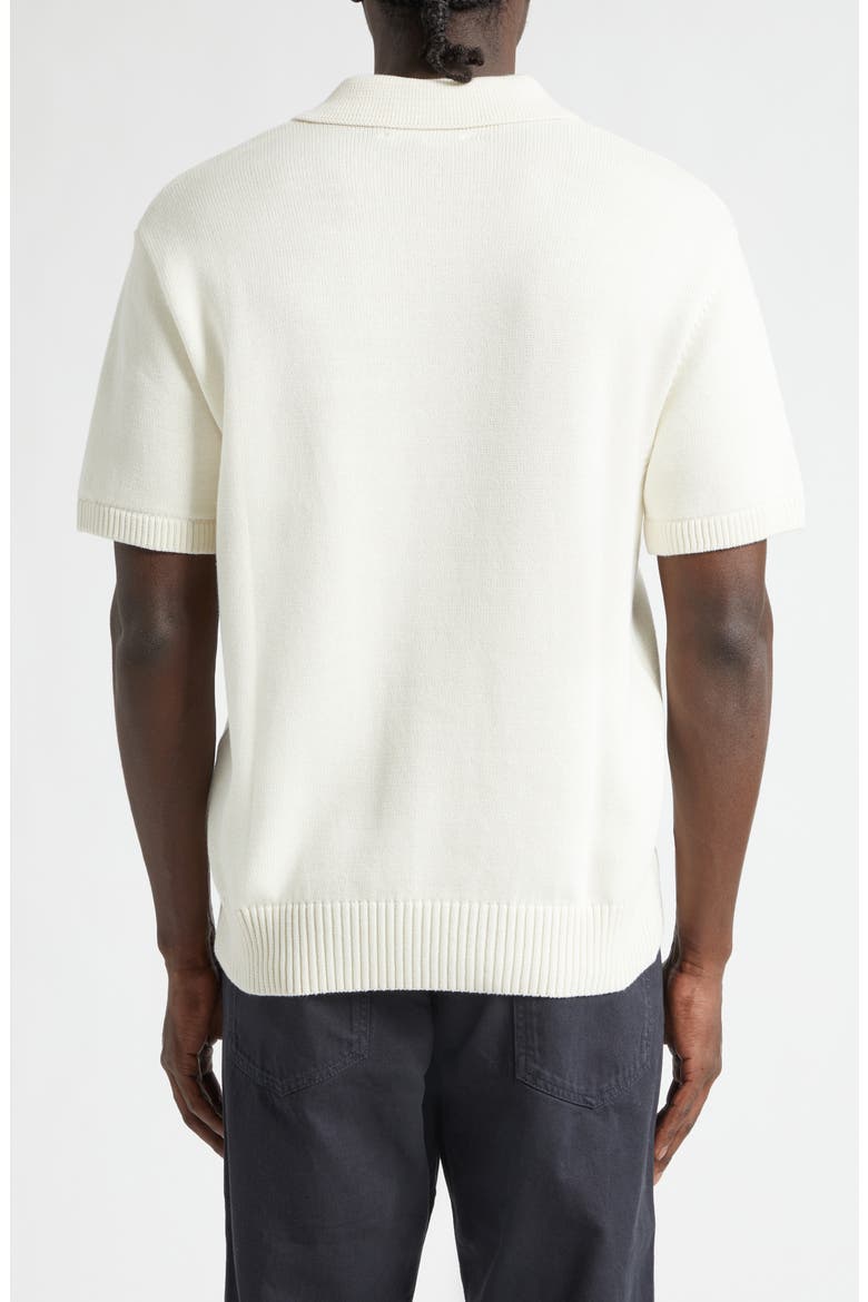 Embroidered Logo Organic Cotton Polo Sweater, Alternate, color, OFF-WHITE
