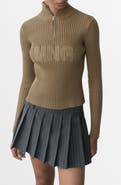 MANGO Perkins Logo Half Zip Sweater